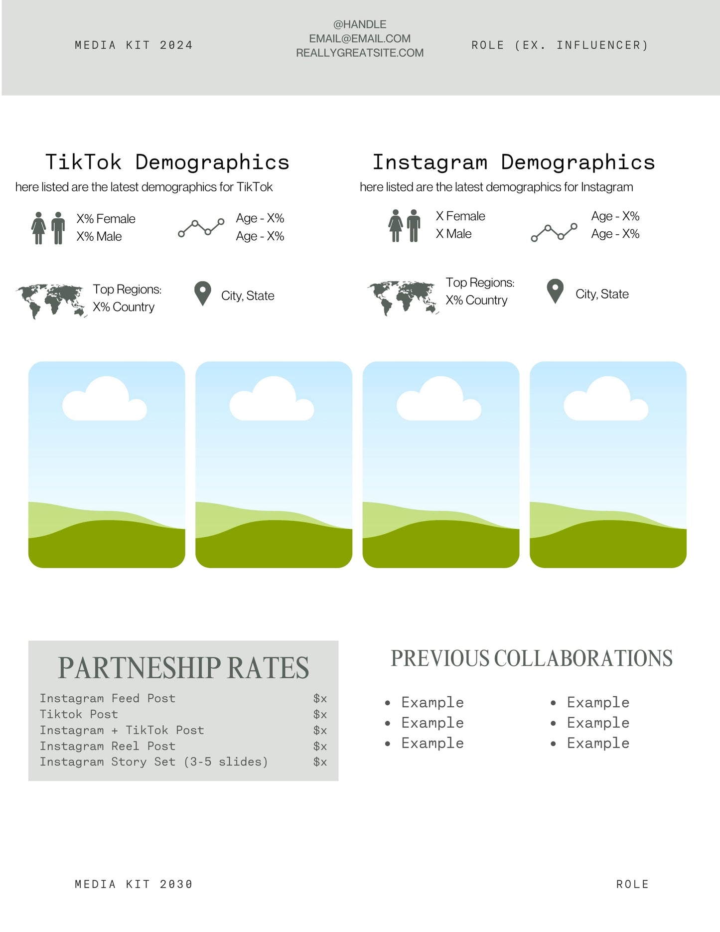 Grey Airy Media Kit Template for Influencers (Canva Editable)