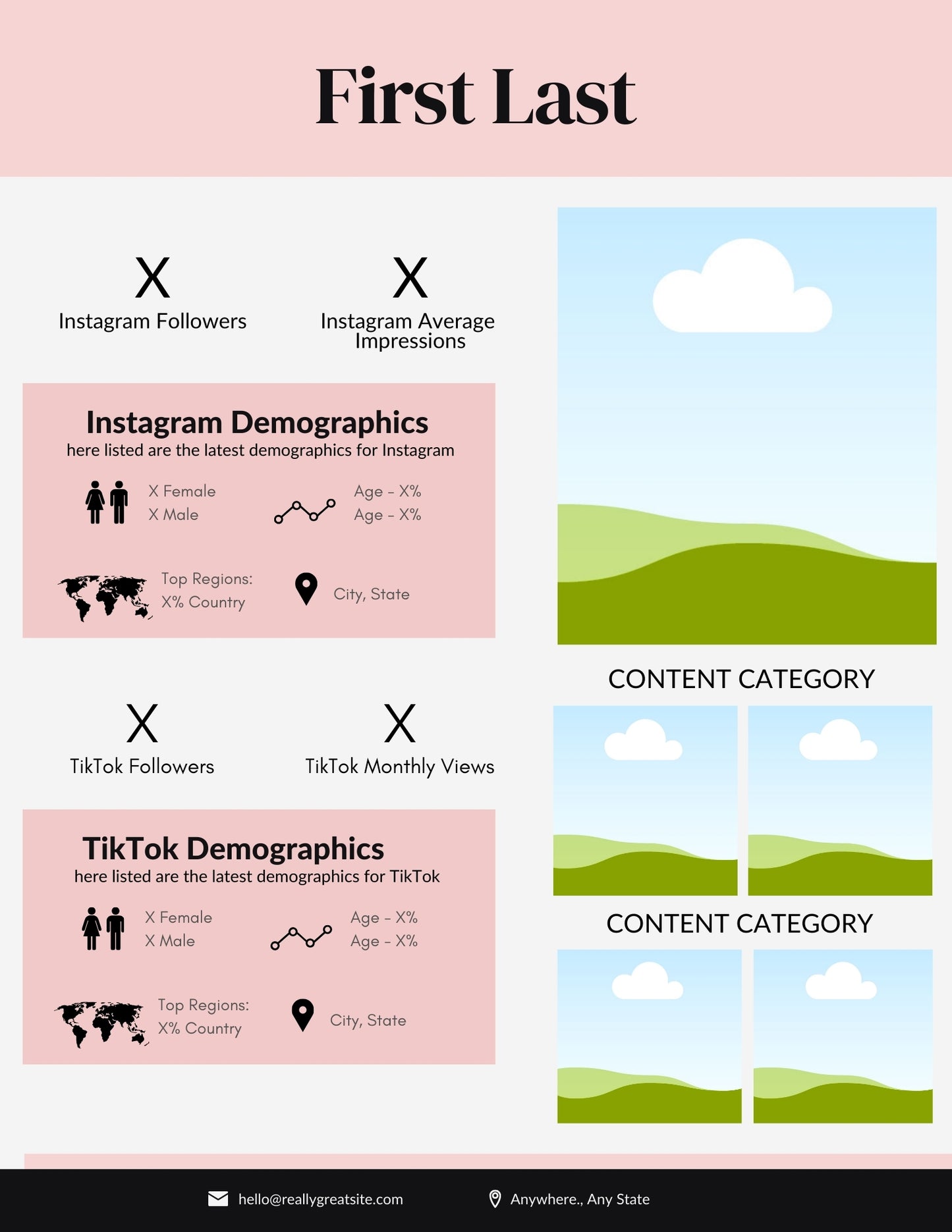 Pink and Black Media Kit Template for Influencers (Canva Editable)