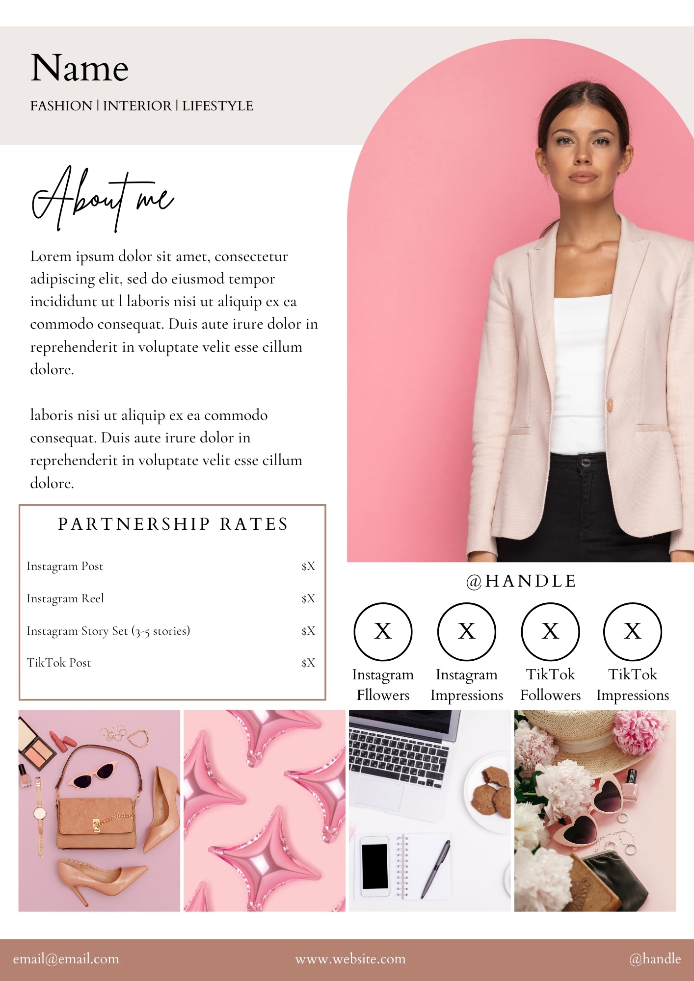 Feminine Media Kit Template for Influencers (Canva Editable)