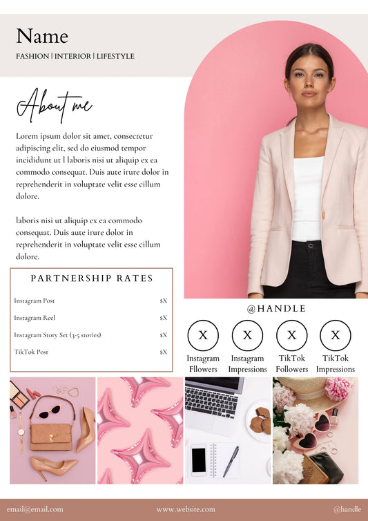Feminine Media Kit Template for Influencers (Canva Editable)