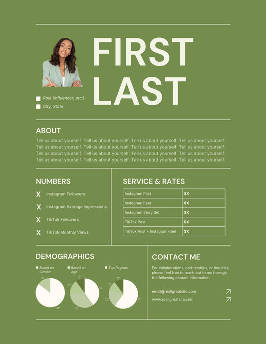 Monochromatic Media Kit Template for Influencers (Canva Editable)