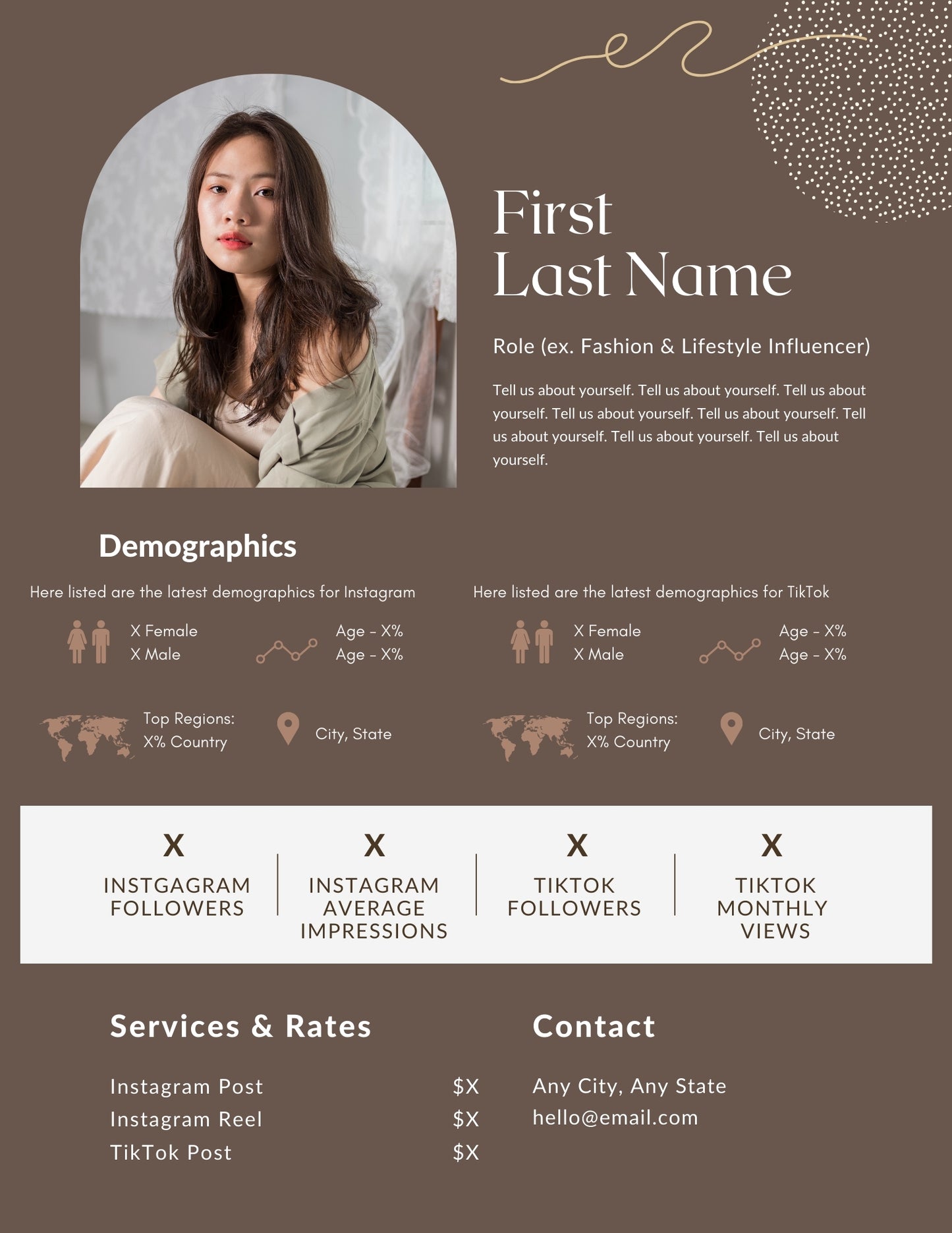 Brown Neutral Media Kit Template for Influencers (Canva Editable)