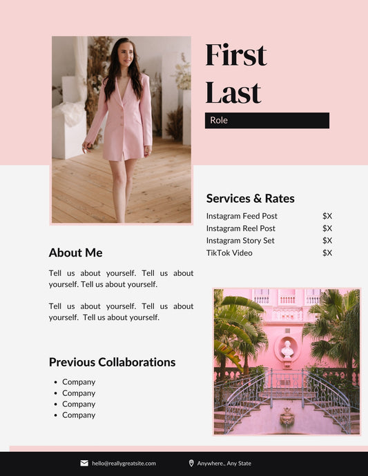 Pink and Black Media Kit Template for Influencers (Canva Editable)