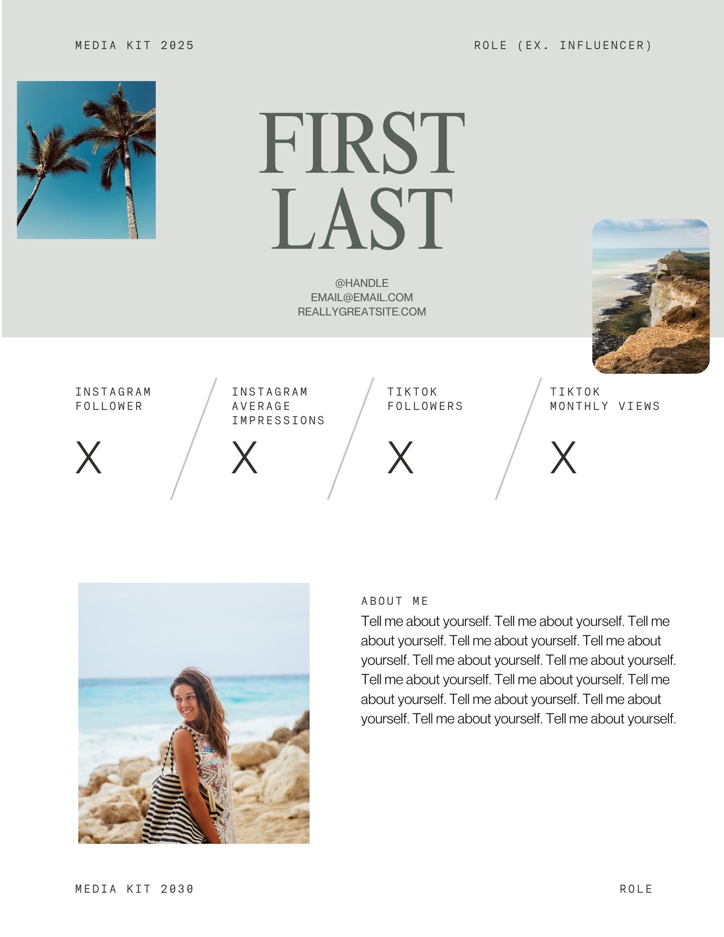 Grey Airy Media Kit Template for Influencers (Canva Editable)