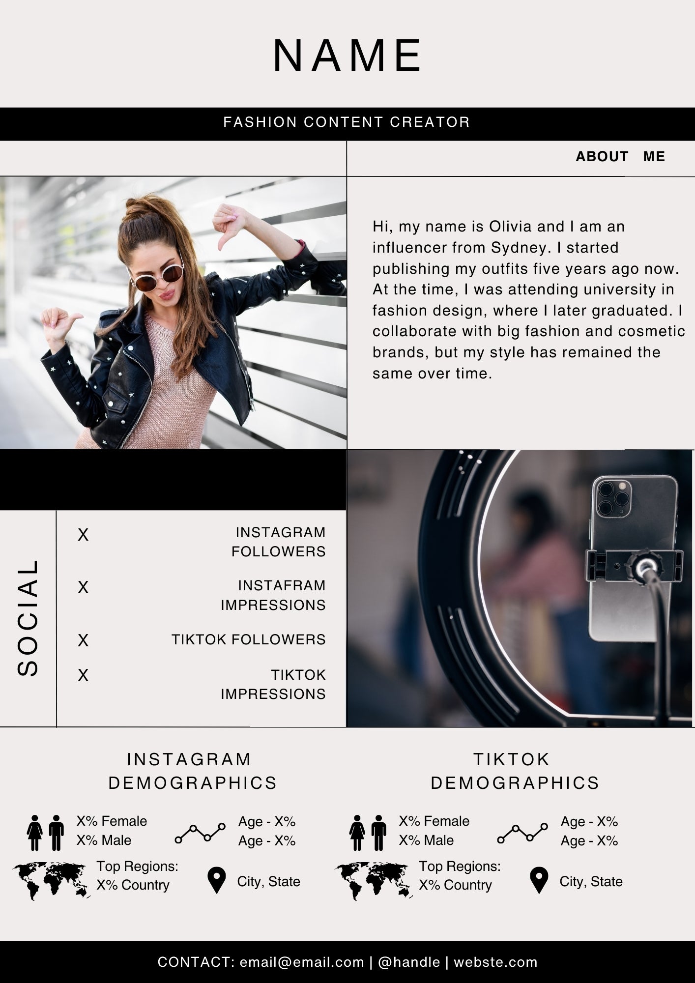 Modern Media Kit Template for Influencers (Canva Editable)