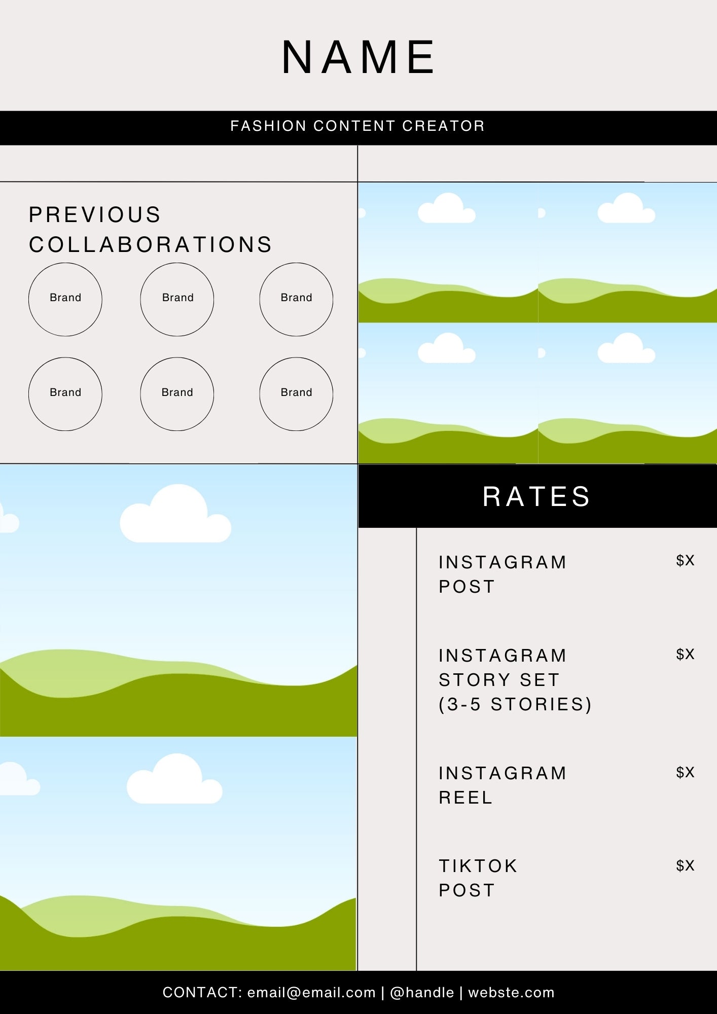 Modern Media Kit Template for Influencers (Canva Editable)